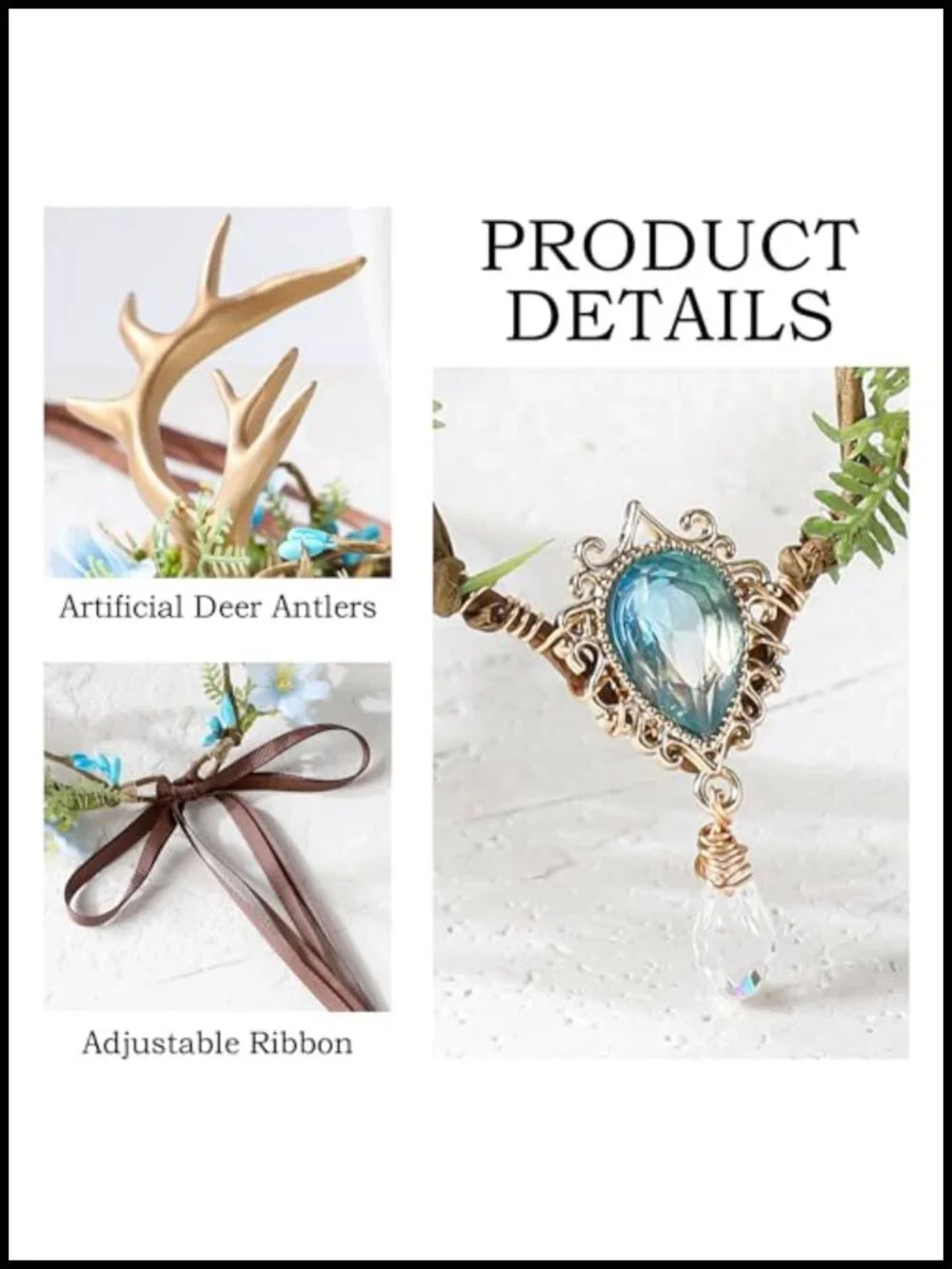 Handmade Fairy Antler Crown with Deer Horns - Woodland Elf Cosplay Headpiece